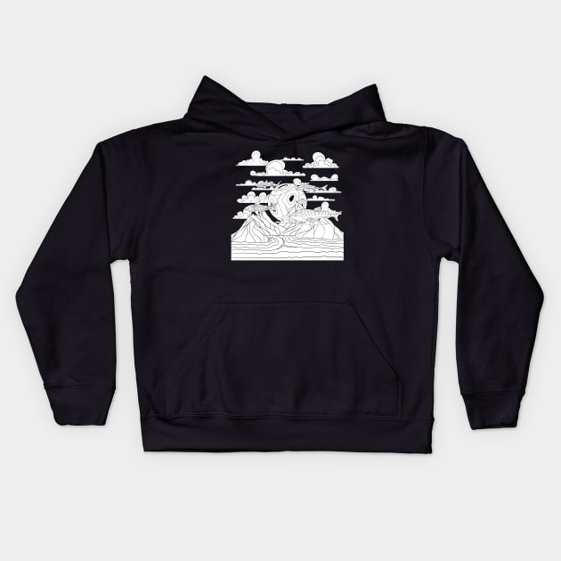 school of sharks in the sky Kids Hoodie by Bagaz